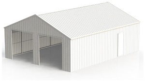 lot 4117 image: Unused KJ 33ft X 25ft Double Garage Steel Barn - K3325 - Cream