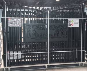 lot 4135 image: Unused KJ 7ft x 20ft Metal Farm Driveway Gate - K0720 Deer - Black Galvanized  Powder Coated