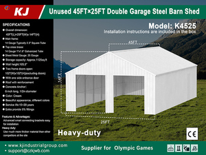 lot 4128 image: Unused KJ 45ft X 25ft Double Garage Steel Barn Shed - K4525 - Cream