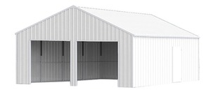 lot 4113 image: Unused KJ 23ft X 22ft Double Garage heavy Duty Metal Shed - K2223 - Cream