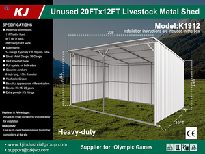 lot 4103 image: Unused KJ 20ft X 12ft Heavy Duty Livestock Metal Shed - K1912 - Cream