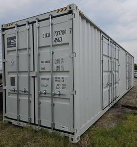 lot 75 image: 2025 40 Long 9.5 Tall High Cube Container with Double Rear & Two (2) Side Double Doors - Used One Time To Ship To Mother Road Auctions & SalesWeather, Rodent & FireproofDelivery Available Wolverine CICU7337807