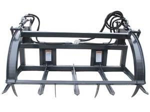 lot 4052 image: Unused 2025 Wolverine Heavy Duty Hay Bale Grapple Skid Steer Attachment - Width74- Height38- Depth41- Bucket Tines5 -Tine Thickness.4- Number of Grapple Teeth4-Grapple Jaw Opening46- Weight500 lbs
