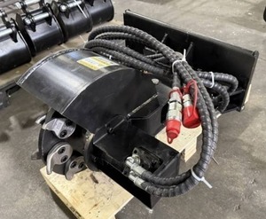 lot 4269 image: Unused 2025 IRLSG Industrial-Grade Hydraulic Stump Grinder w Articulating Arm Attachment Designed for Mini Skid Steer Loaders - 16 Heavy Duty Solid Carbide Teeth - LR Swing Angle 45 Degrees