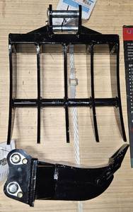 lot 4247 image: 2025 Unused Heavy Equipment Ripper Shank Assembly w Dual Pin Mount Attachment and Unused Rake Attachment for Mini Excavator
