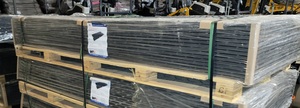 lot 4340 image: Set of 15 - Unused IRGPM 4ft X 8ft X .5in Black Ground Protection Mats - High Density Polyethylene Diamond Plated Top, Smooth Plate Underneath Tread Design