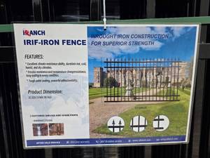 lot 4312 image: Unused 2025 Wrought Iron Fence Panel (IRIF) - Professional Grade 8 Panels