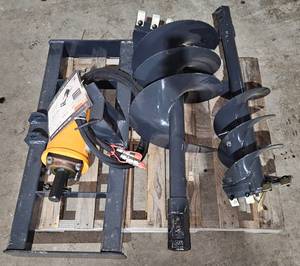 lot 3919 image: Unused 2025 Wolverine Hydraulic Auger Drive & Bit w Two Augers of 12in & 18in - Model ADB-13-1218R - Engineered w In-Line Drive Design, to Eliminate Chain & Sprocket Reductions. A Hydraulic Motor Drives Auger Through a Sealed Planetary Gear Reduction