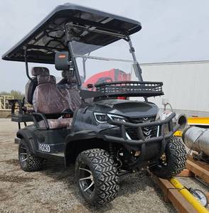 lot 4381 image: Extremely Nice & Impressive 2025 Unused IRGC80 Golf Cart 4000W 60V-50 Mile Range-4 Luxury Seats w Headrests-DOT Seat Belts-DOT Acrylic Foldable Windshield-Headlights-Tail Lights-Turn Signals-Rear View Mirror-Horn-Rear Camera-Street Legal In Most Areas