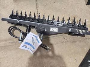 lot 4281 image: Unused 2025 IRE Industrial-Grade Hydraulic Hedge TrimmerSickle Mower Attachment Designed for Mini Skid Steer Loaders - Built for Durability & Precision Hedge Maintenance & Commercial Landscaping Projects