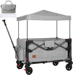 lot 7851 image: $180 EVER ADVANCED Foldable Kids & Cargo Wagon, Removable Canopy