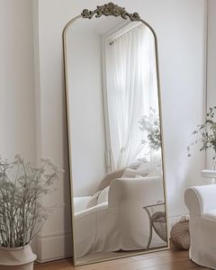 lot 7852 image: $80 Antok Arched Full Length Mirror, 58x18, Bronze, Retro Style