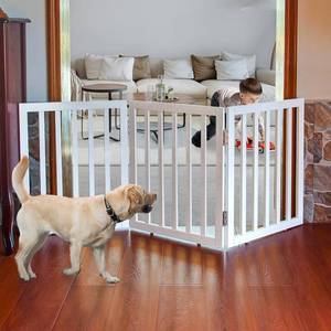 lot 7864 image: $60 ZJSF Indoor Dog Gate 24 3-Panel Foldable Wood White