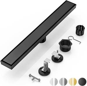 lot 7873 image: $50 DLONE 24 Linear Shower Drain, Stainless Steel, Black