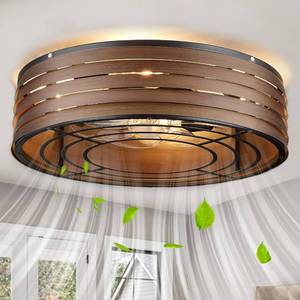 lot 7904 image: $150 20 Ceiling Fan Dimmable Light & Remote, Black Walnut
