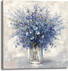 lot 7905 image: $57 Bedroom Flower Canvas Wall Art Rustic Floral Painting 16x20