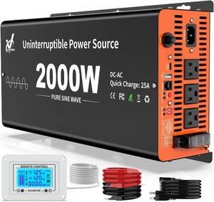 lot 7912 image: $300 2000W Sump Pump Backup, Pure Sine Wave, Remote LCD Control