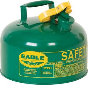 lot 7914 image: $100 Eagle 2 Gallon Green Safety Gas Can with Flame Arrester