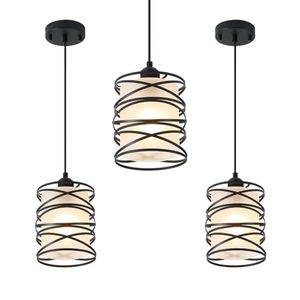 lot 7917 image: $85 3 PACK Frosted Glass Pendant 6.3Inch Spiral Metal Cage Light