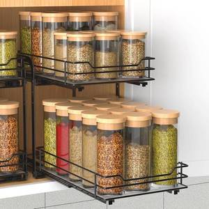 lot 7928 image: 2-Tier Spice Rack, Pull Out Organizer (7.5Wx10.5Dx9.5H)