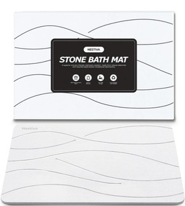 lot 7962 image: Stone Bath Mat Diatomaceous Earth, Non-Slip, 23.6 15.4, Gray