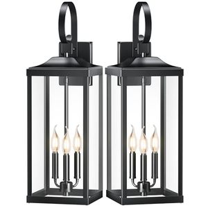 lot 7963 image: $175 2 Packs 24 Black Outdoor Wall Light Fixture, Waterproof