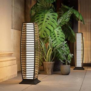 lot 7971 image: $84 Grand patio Outdoor Floor Lamp Solar Powered Lantern, Wicker
