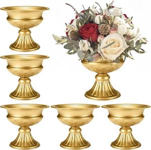 lot 7974 image: $57 Gold Trumpet Bowl Vases, 6.38in, Set of 6, for Events & Decor