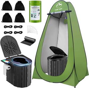 lot 7975 image: $55 Portable Camping Toilet & Pop-Up Tent, Ergonomic Design