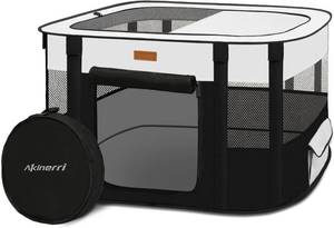lot 7992 image: Dog Playpen - Foldable Pet Tent for IndoorOutdoor, Black-Small
