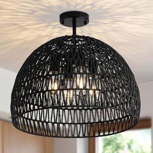 lot 8009 image: $170 Rattan Ceiling Light, 4-Light Boho Semi Flush, 20 Fixture