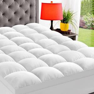 lot 8028 image: $81 ELEMUSE King Mattress Topper for Back Pain, Extra Thick Pillowtop