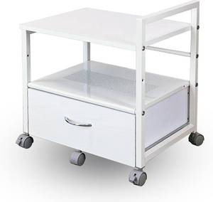 lot 8030 image: $48 Remex PJC-7002-WH Printer Wagon, with Drawer, 19.1 x 14.6 x 21.1