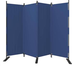 lot 8034 image: $50 Room Divider, 4 Panel 88 Privacy Screen, Freestanding (Blue)