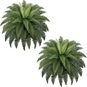 lot 8037 image: Set of 2 Large Faux Boston Ferns, 35 Inches, 40 Leaves Each