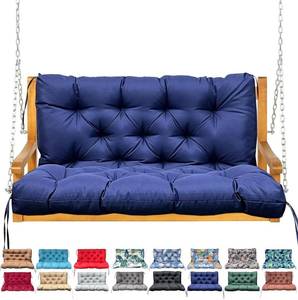 lot 8040 image: $47 Porch Swing Cushion, Waterproof, 2-3 Seater, 40x40, Navy Blue