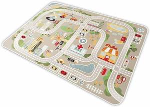 lot 8049 image: IKITOT Kid Rug Playmat for Cars, Train, Rubber Backing (32 47in)