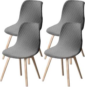 lot 8054 image: 3Pcs Dining Chair Covers, Elastic Armless Shell Slipcovers (Grey)