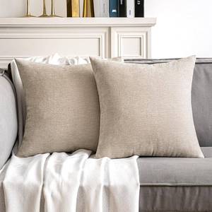 lot 8068 image: MIULEE Beige Decorative Pillow Covers 18x18 Inch, Pack of 2