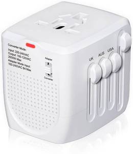 lot 8070 image: International Travel Adapter Converter, 220V to 110V, White