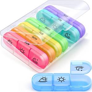 lot 8078 image: ZIKEE Weekly Pill Organizer 3x Day, Compact 7-Day Pill Box