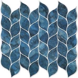 lot 8083 image: Tilingview 10 Pcs Leaf Design Self-Adhesive Tiles (Dark Blue)