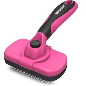 lot 8089 image: Swihauk Self Cleaning Slicker Brush for Dogs & Cats, Pink