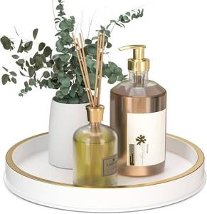 lot 8090 image: HGF Bathroom Vanity Tray, 10 Inch Round Decorative Tray, White