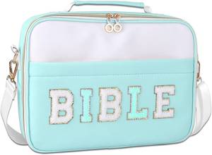 lot 8093 image: Bible Cover Case, Large, Leather, Green, with Shoulder Strap