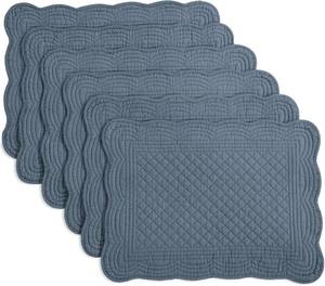 lot 8100 image: HOMBYS Quilted Placemats Set of 6 Washable-13x18 inches