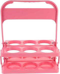lot 8105 image: Kichvoe Drink Carrier, Foldable 6 Cups Reusable Holder Pink