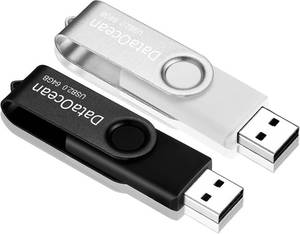 lot 8127 image: 2 Pack 64GB USB 2.0 Thumb Drives Swivel (2x64GB Black Silver)