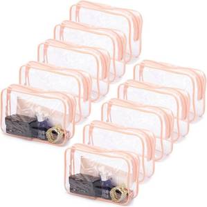 lot 8166 image: Tbestmax 10 Pcs Clear Cosmetic Bags Pink, 7.5x 4.8x 2.3.