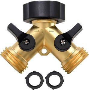 lot 8168 image: Twinkle Star Garden Hose Splitter 2 Way, Brass Y Connector